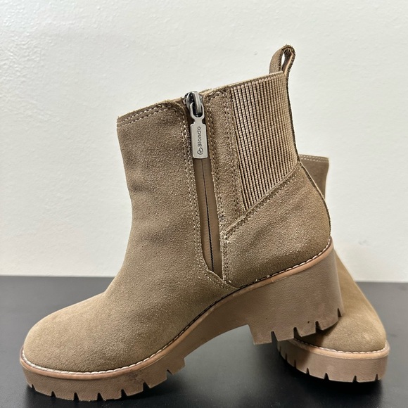 Blondo Shoes - Blondo Danika Waterproof Suede Lug Sole Ankle Boots Tan 7